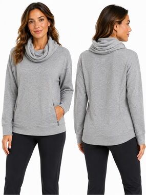 Lululemon Heathered Gray Cowl Neck sweatshirt Hidden Zip Pockets. (Appears XS)